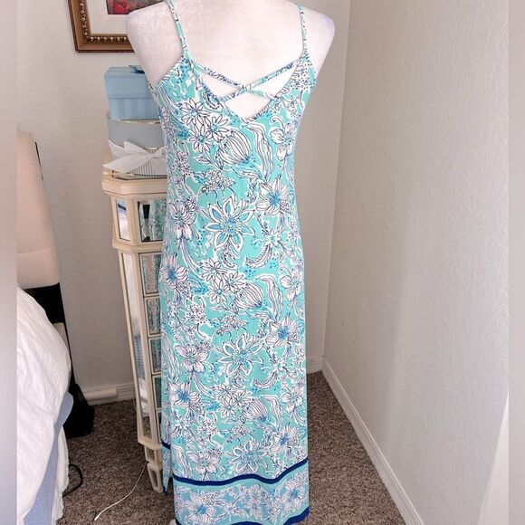 Jean Pierre Klifa Spaghetti Dress Blooms Blue - Picture 3 of 7